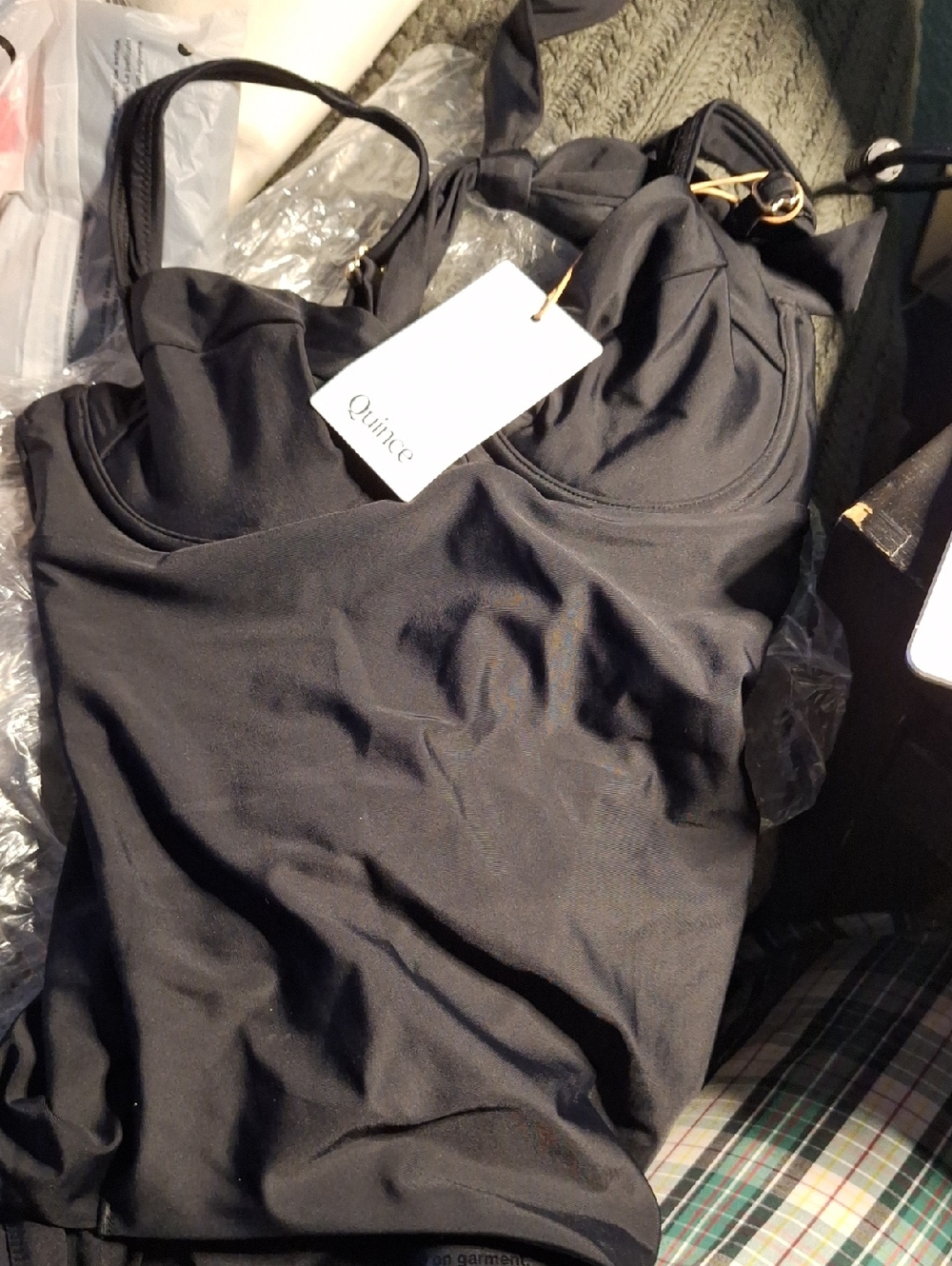 Quince Italian Underwire One-Piece Swimsuit Black S NWT - Picture 3 of 3